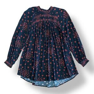 Free People Flowers‎ in Her Hair Tunic Top Womens Size S Black Red Boho